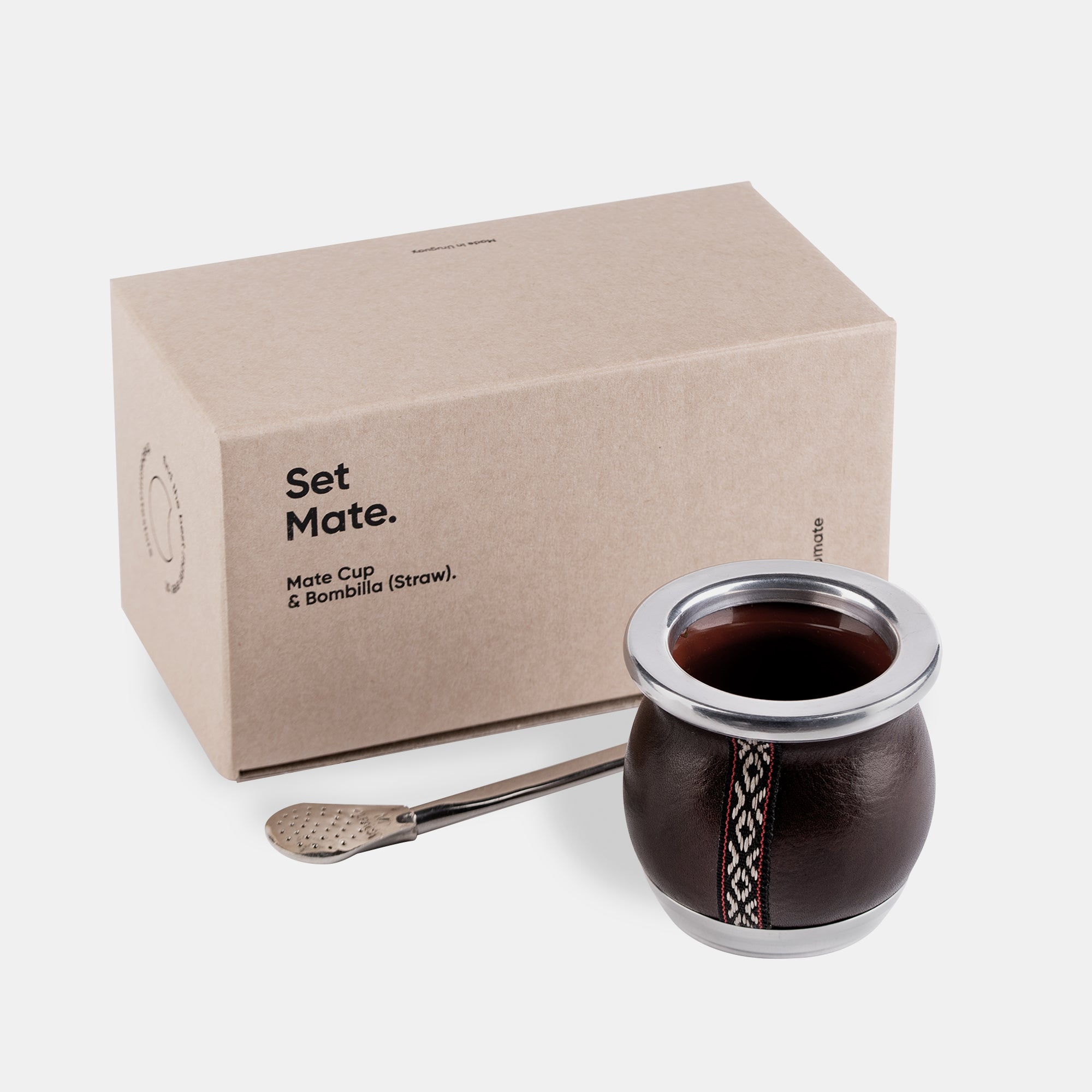 Ceramic Mate Cup Bound in Leather to Drink Yerba Mate UruShop